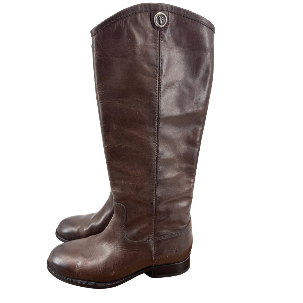 Frye Melissa Button Tall Riding Boots Womens 5.5B Brown Leather 3475447-SMK